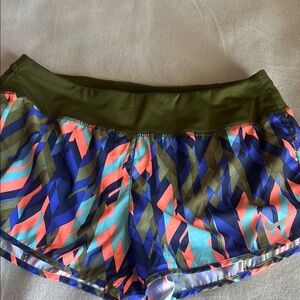 Nike Blue‎ and Green Athletic Shorts with Elastic Waistband